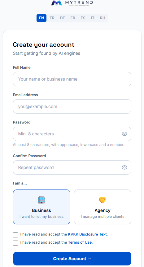 Sign-up form